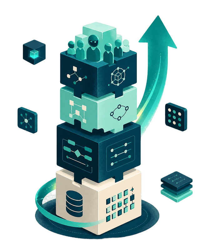 A stack of cubes. An AI agent system.