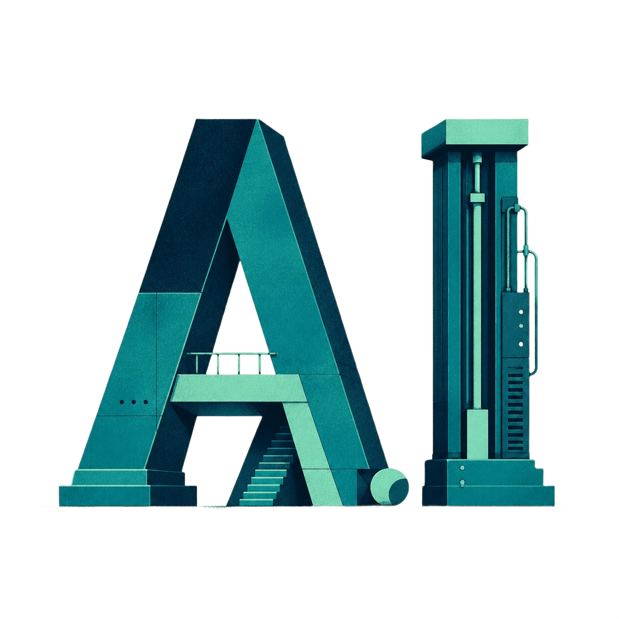 An 'A' building next to an 'I' tower. AI built like real buildings.