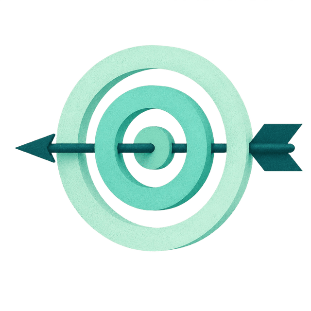 An arrow hitting the centre of a target. Message lands on the right buyer.
